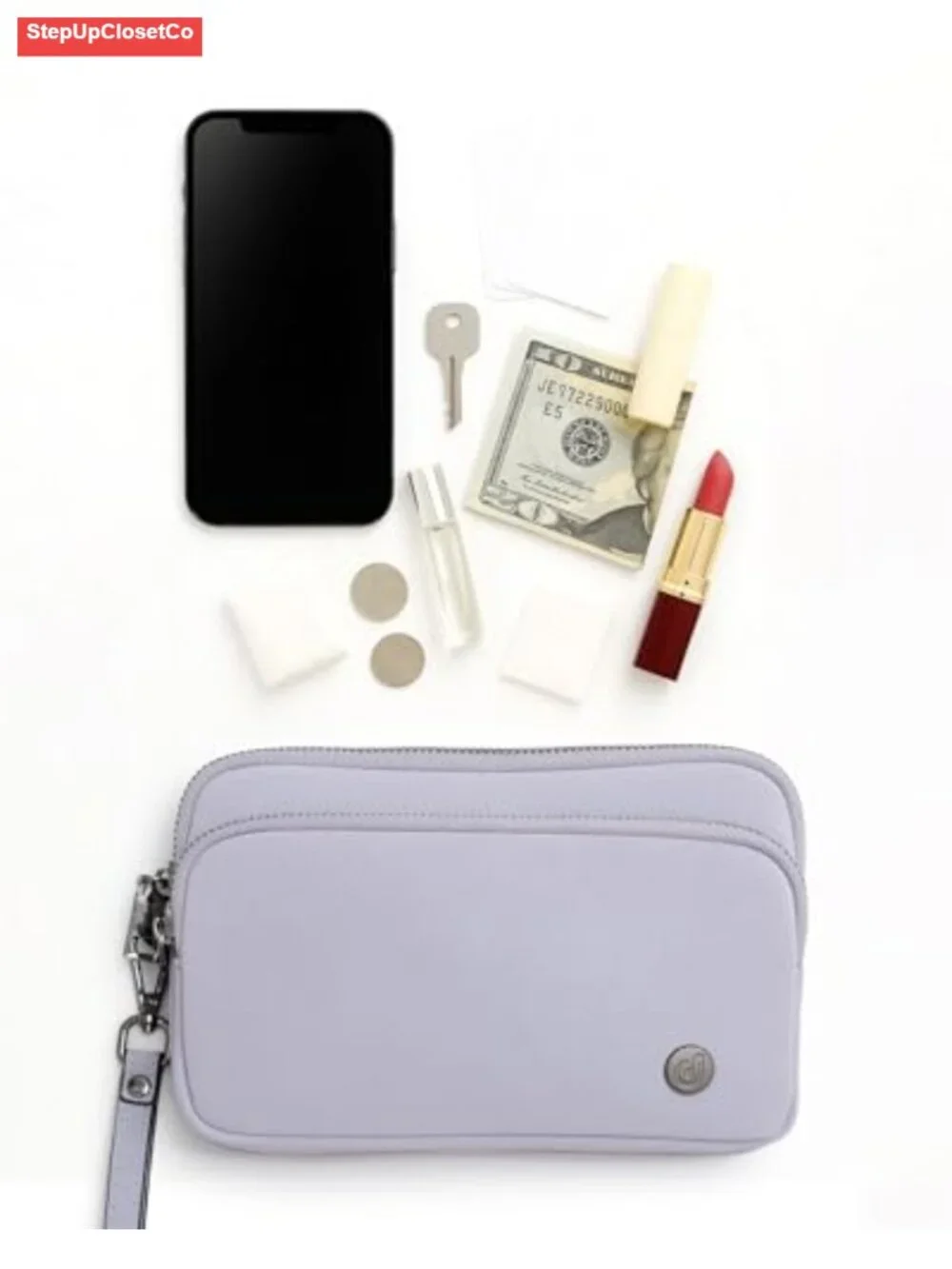 Small Vegan Leather Wristlet Purse with 3 Zipper Pockets, Clutch Wallet for